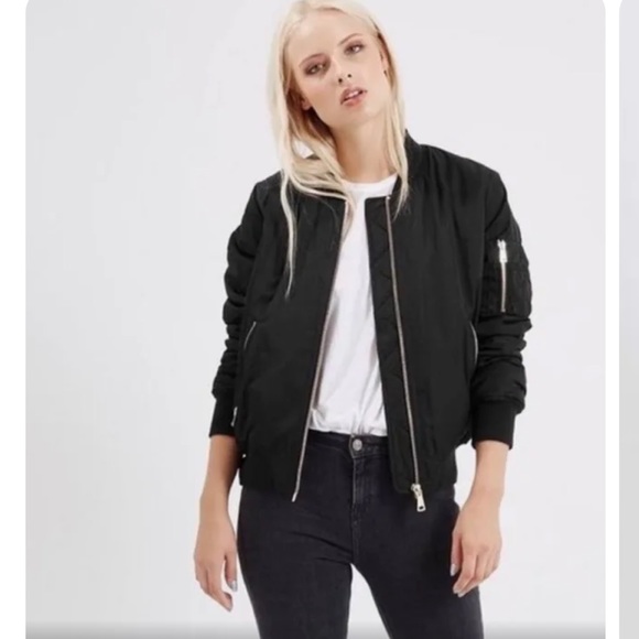 Topshop Jackets & Blazers - Topshop Jackets & Coats Bomber Jacket Color: Blue Size UK 12